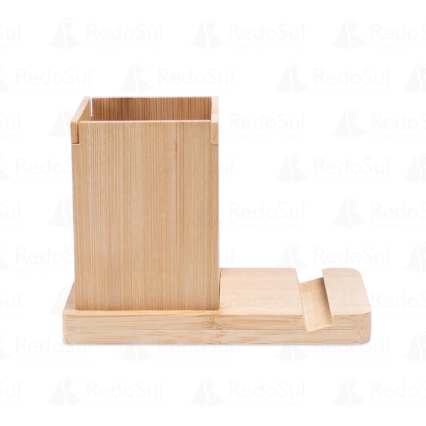 Conjunto com suporte para celular e copo personalizado em bambu Conjunto com suporte para celular e copo personalizado em bambu